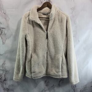 Cloudveil Jacket Women Large Beige Cream Deep Pile Fleece Full Zip Sherpa Teddy